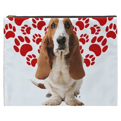 Basset Hound Gift T- Shirt Funny Basset Hound Valentine Heart Paw Basset Hound Dog Lover Valentine C Yoga Reflexion Pose T- Shirtyoga Reflexion Pose T- Shirt Cosmetic Bag (XXXL)