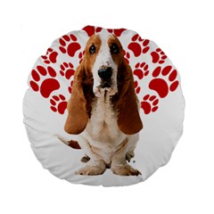 Basset Hound Gift T- Shirt Funny Basset Hound Valentine Heart Paw Basset Hound Dog Lover Valentine C Yoga Reflexion Pose T- Shirtyoga Reflexion Pose T- Shirt Standard 15  Premium Round Cushions