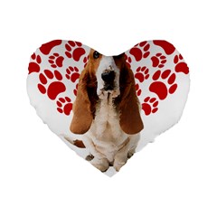 Basset Hound Gift T- Shirt Funny Basset Hound Valentine Heart Paw Basset Hound Dog Lover Valentine C Yoga Reflexion Pose T- Shirtyoga Reflexion Pose T- Shirt Standard 16  Premium Heart Shape Cushions