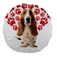 Basset Hound Gift T- Shirt Funny Basset Hound Valentine Heart Paw Basset Hound Dog Lover Valentine C Yoga Reflexion Pose T- Shirtyoga Reflexion Pose T- Shirt Large 18  Premium Flano Round Cushions