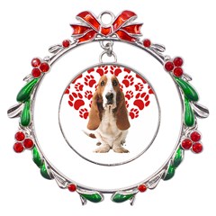 Basset Hound Gift T- Shirt Funny Basset Hound Valentine Heart Paw Basset Hound Dog Lover Valentine C Yoga Reflexion Pose T- Shirtyoga Reflexion Pose T- Shirt Metal X mas Wreath Ribbon Ornament