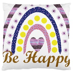 Be Happy T- Shirt Be Happy T- Shirt Yoga Reflexion Pose T- Shirtyoga Reflexion Pose T- Shirt Large Cushion Case (one Side) by hizuto