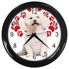 Bichon Frise Gift T- Shirt Cool Bichon Frise Valentine Heart Paw Bichon Frise Dog Lover Valentine Co Yoga Reflexion Pose T- Shirtyoga Reflexion Pose T- Shirt Wall Clock (black) by hizuto