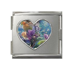 Abstract Blossoms  Mega Link Heart Italian Charm (18mm) by Internationalstore