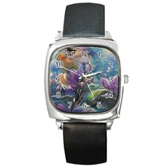 Abstract Blossoms  Square Metal Watch by Internationalstore