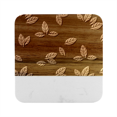Foliage Marble Wood Coaster (square)