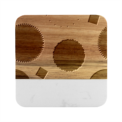 Circles Seamless Pattern Tileable Marble Wood Coaster (square)