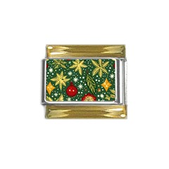 Christmas Pattern Gold Trim Italian Charm (9mm)