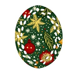 Christmas Pattern Oval Filigree Ornament (two Sides) by Valentinaart