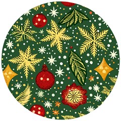 Christmas Pattern Wooden Puzzle Round by Valentinaart