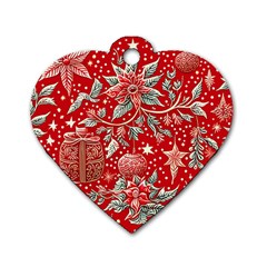 Christmas Pattern Dog Tag Heart (two Sides) by Valentinaart