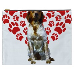 Brittany Spaniel Gift T- Shirt Cute Brittany Valentine Heart Paw Brittany Dog Lover Valentine Costum Yoga Reflexion Pose T- Shirtyoga Reflexion Pose T- Shirt Cosmetic Bag (xxxl)