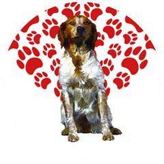 Brittany Spaniel Gift T- Shirt Cute Brittany Valentine Heart Paw Brittany Dog Lover Valentine Costum Yoga Reflexion Pose T- Shirtyoga Reflexion Pose T- Shirt Wooden Puzzle Round by hizuto