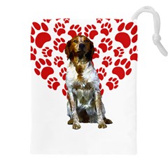 Brittany Spaniel Gift T- Shirt Cute Brittany Valentine Heart Paw Brittany Dog Lover Valentine Costum Yoga Reflexion Pose T- Shirtyoga Reflexion Pose T- Shirt Drawstring Pouch (4xl) by hizuto