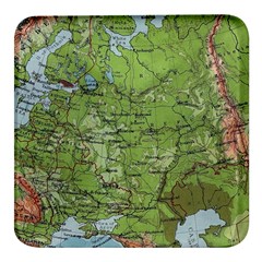 Map Earth World Russia Europe Square Glass Fridge Magnet (4 Pack)