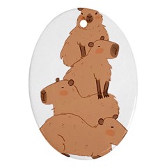 Capybara Art T- Shirt Capybara Pile - A Cute Stack Of Capybaras T- Shirt Yoga Reflexion Pose T- Shirtyoga Reflexion Pose T- Shirt Oval Ornament (two Sides) by hizuto