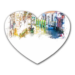 Venice T- Shirt Venice Voyage Art Digital Painting Watercolor Discovery T- Shirt (1) Heart Mousepad