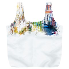 Venice T- Shirt Venice Voyage Art Digital Painting Watercolor Discovery T- Shirt (1) Full Print Recycle Bag (xxxl) by ZUXUMI