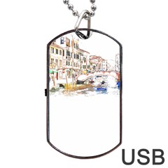 Venice T- Shirt Venice Voyage Art Digital Painting Watercolor Discovery T- Shirt (3) Dog Tag Usb Flash (two Sides) by ZUXUMI