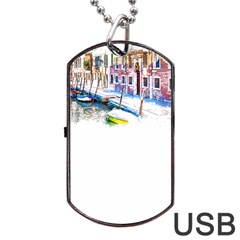 Venice T- Shirt Venice Voyage Art Digital Painting Watercolor Discovery T- Shirt (4) Dog Tag Usb Flash (two Sides) by ZUXUMI