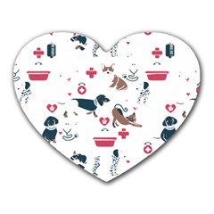 Veterinarian Gift T- Shirt Veterinary Medicine, Happy And Healthy Friends    Pattern    Coral Backgr Heart Mousepad