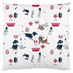 Veterinarian Gift T- Shirt Veterinary Medicine, Happy And Healthy Friends    Pattern    Coral Backgr Large Cushion Case (two Sides)