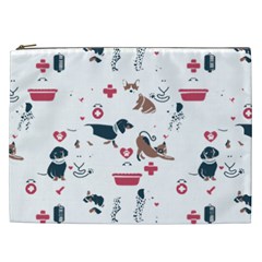 Veterinarian Gift T- Shirt Veterinary Medicine, Happy And Healthy Friends    Pattern    Coral Backgr Cosmetic Bag (xxl)