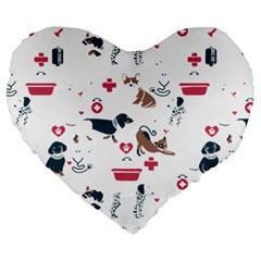 Veterinarian Gift T- Shirt Veterinary Medicine, Happy And Healthy Friends    Pattern    Coral Backgr Large 19  Premium Heart Shape Cushions