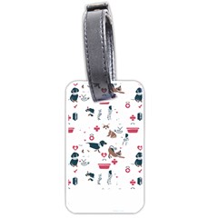 Veterinarian Gift T- Shirt Veterinary Medicine, Happy And Healthy Friends    Pattern    Coral Backgr Luggage Tag (one Side) by ZUXUMI