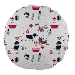 Veterinarian Gift T- Shirt Veterinary Medicine, Happy And Healthy Friends    Pattern    Coral Backgr Large 18  Premium Round Cushions