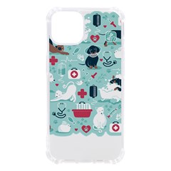 Veterinarian Medicine T- Shirt Veterinary Medicine, Happy And Healthy Friends    Aqua Background Red Iphone 13 Tpu Uv Print Case by ZUXUMI