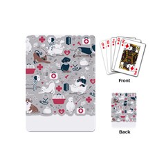 Veterinarian Medicine T- Shirt Veterinary Medicine, Happy And Healthy Friends    Grey Background Red Playing Cards Single Design (mini)