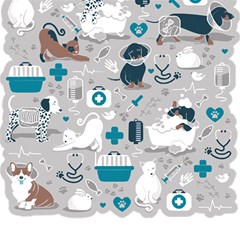 Veterinarian Medicine T- Shirt Veterinary Medicine, Happy And Healthy Friends    Grey Background Tur Play Mat (rectangle)