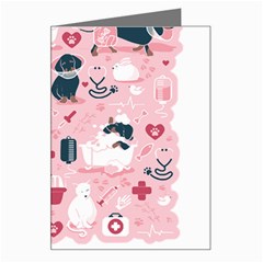 Veterinarian Medicine T- Shirt Veterinary Medicine, Happy And Healthy Friends    Pastel Pink Backgro Greeting Card