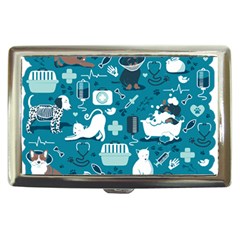 Veterinarian Medicine T- Shirt Veterinary Medicine, Happy And Healthy Friends    Turquoise Backgroun Cigarette Money Case by ZUXUMI