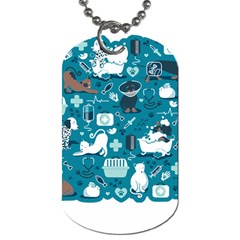 Veterinarian Medicine T- Shirt Veterinary Medicine, Happy And Healthy Friends    Turquoise Backgroun Dog Tag (two Sides) by ZUXUMI