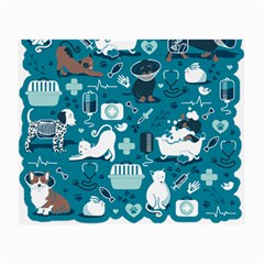 Veterinarian Medicine T- Shirt Veterinary Medicine, Happy And Healthy Friends    Turquoise Backgroun Small Glasses Cloth (2 Sides) by ZUXUMI