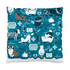 Veterinarian Medicine T- Shirt Veterinary Medicine, Happy And Healthy Friends    Turquoise Backgroun Standard Cushion Case (two Sides) by ZUXUMI