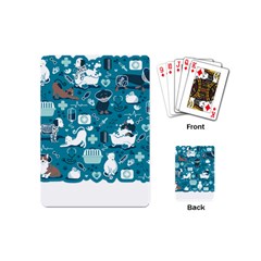 Veterinarian Medicine T- Shirt Veterinary Medicine, Happy And Healthy Friends    Turquoise Backgroun Playing Cards Single Design (mini) by ZUXUMI