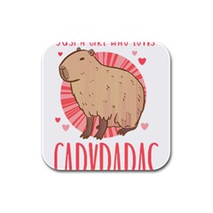 Capybara Love T- Shirt Just A Girl Who Loves Capybaras A Cute Design For Capybara Lovers T- Shirt Yoga Reflexion Pose T- Shirtyoga Reflexion Pose T- Shirt Rubber Square Coaster (4 Pack)