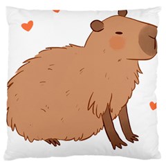 Capybara T- Shirt Cute Capybara Illustration T- Shirt (2) Yoga Reflexion Pose T- Shirtyoga Reflexion Pose T- Shirt Large Premium Plush Fleece Cushion Case (two Sides) by hizuto