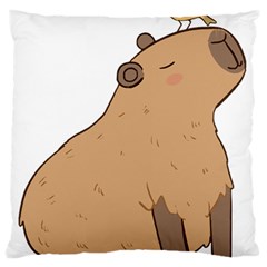 Capybara T- Shirt Cute Capybara Illustration With A Bird Friend T- Shirt Yoga Reflexion Pose T- Shirtyoga Reflexion Pose T- Shirt Standard Premium Plush Fleece Cushion Case (two Sides) by hizuto