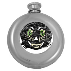 Vintage Halloween Black Cat T- Shirt Vintage Halloween Black Cat T- Shirt Round Hip Flask (5 Oz) by ZUXUMI