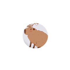 Capybara T- Shirt Cute Capybara With A Baby Goat On Its Head T- Shirt Yoga Reflexion Pose T- Shirtyoga Reflexion Pose T- Shirt 1  Mini Buttons by hizuto