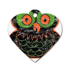 Vintage Halloween Owl T- Shirt Vintage Halloween Owl T- Shirt Dog Tag Heart (One Side)