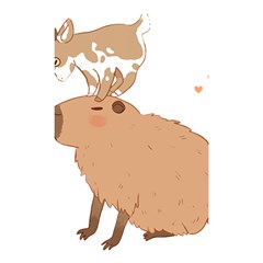 Capybara T- Shirt Cute Capybara With A Little Goat Friend On Its Head T- Shirt Yoga Reflexion Pose T- Shirtyoga Reflexion Pose T- Shirt Shower Curtain 48  X 72  (small)  by hizuto