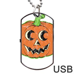 Vintage Halloween Pumpkin T- Shirt Vintage Halloween Pumpkin T- Shirt Dog Tag Usb Flash (one Side) by ZUXUMI