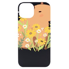 Capybara T- Shirt Cute Capybara With Daisy Flowers T- Shirt Yoga Reflexion Pose T- Shirtyoga Reflexion Pose T- Shirt Iphone 14 Black Uv Print Case