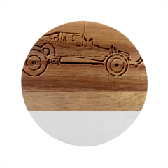 Vintage Rc Cars T- Shirt Grunge Vintage Modelcar Classic Rc Buggy Racing Cars Addict T- Shirt Marble Wood Coaster (round) by ZUXUMI