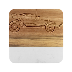 Vintage Rc Cars T- Shirt Grunge Vintage Modelcar Classic Rc Buggy Racing Cars Addict T- Shirt Marble Wood Coaster (square) by ZUXUMI